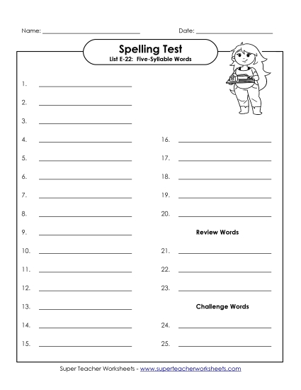 Spelling Test - Spelling Test (E-22)