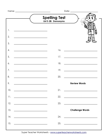 Spelling Test - Spelling Test (E-28)