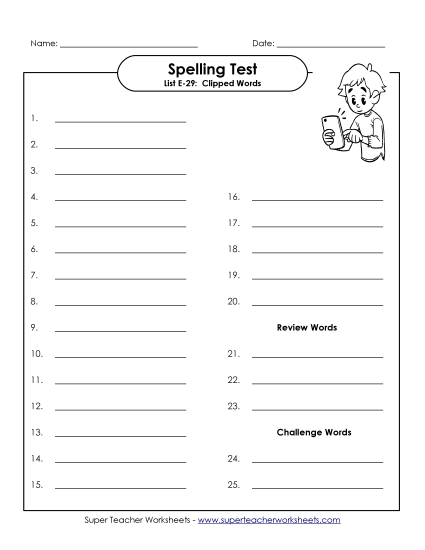 Spelling Test - Spelling Test (E-29)