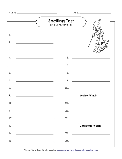 Spelling Test - Spelling Test (E-3) Spelling Test - Spelling Test (E-3)