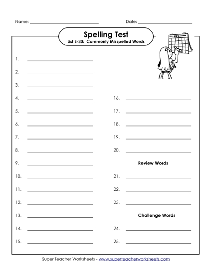 Spelling Test - Spelling Test (E-30)