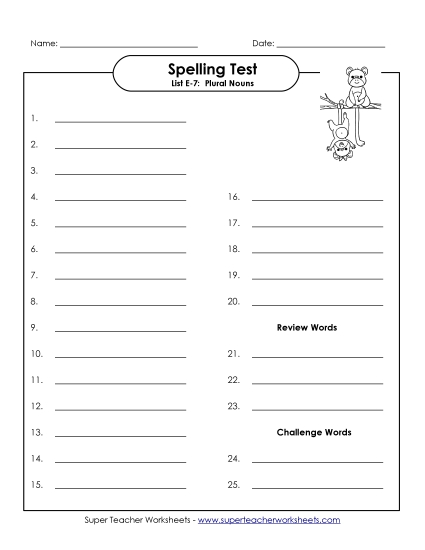 Spelling Test - Spelling Test (E-7)