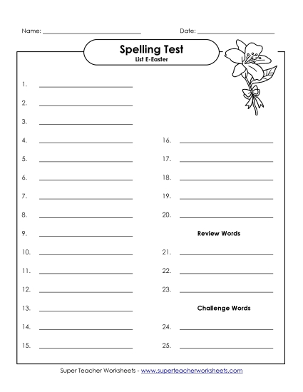 Spelling Test - Spelling Test (Easter) Spelling Test - Spelling Test (Easter)