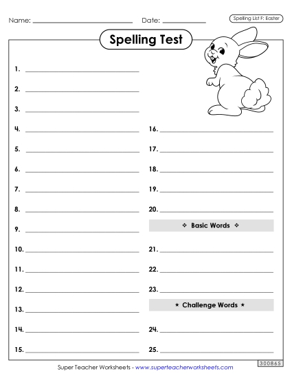 Spelling Test - Spelling Test (Easter) Spelling Test - Spelling Test (Easter)
