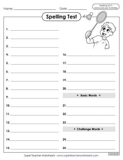 Spelling Test - Spelling Test (Extracurriculars)