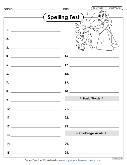 Spelling Test - Spelling Test (F-1) Spelling Test - Spelling Test (F-1)