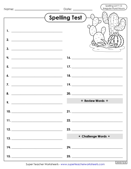 Spelling Test - Spelling Test (F-12)