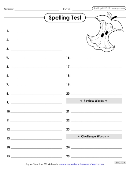 Spelling Test - Spelling Test (F-13) Spelling Test - Spelling Test (F-13)