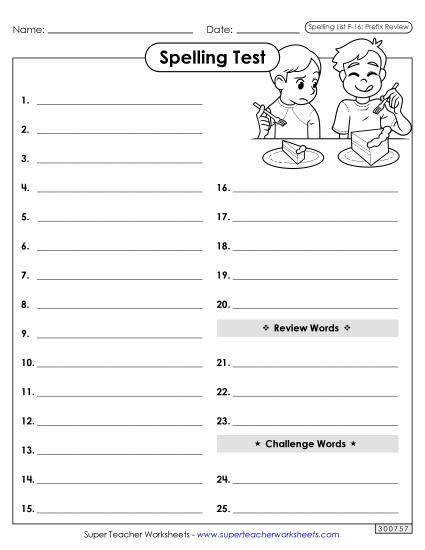 Spelling Test - Spelling Test (F-16) Spelling Test - Spelling Test (F-16)