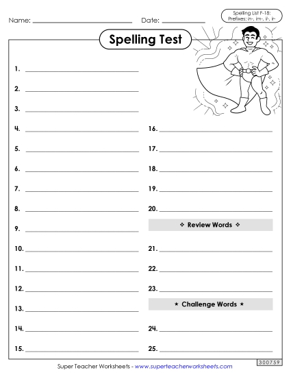 Spelling Test - Spelling Test (F-18)