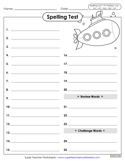 Spelling Test - Spelling Test (F-19) Spelling Test - Spelling Test (F-19)