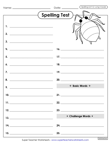 Spelling Test - Spelling Test (F-2)