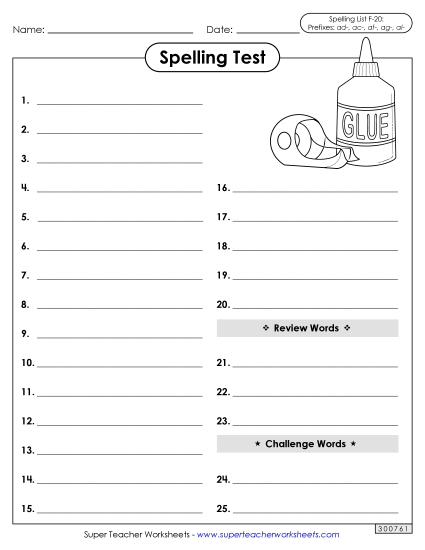 Spelling Test - Spelling Test (F-20)
