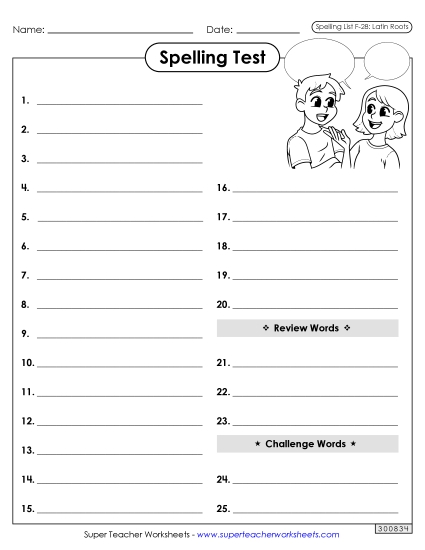 Spelling Test - Spelling Test (F-28)