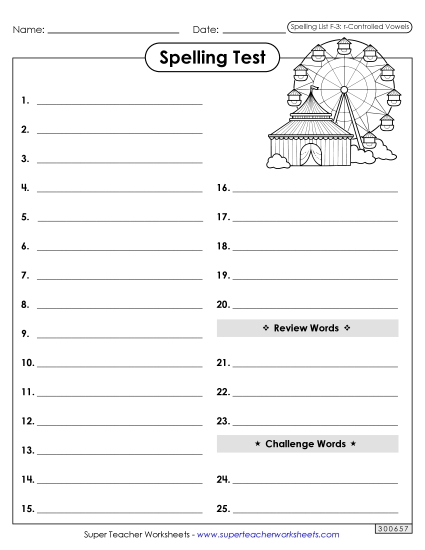 Spelling Test - Spelling Test (F-3) Spelling Test - Spelling Test (F-3)