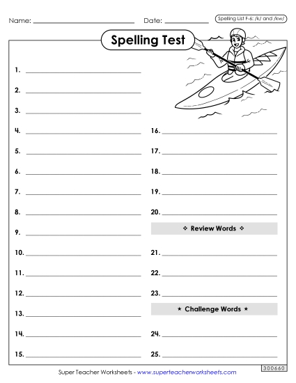 Spelling Test - Spelling Test (F-6)