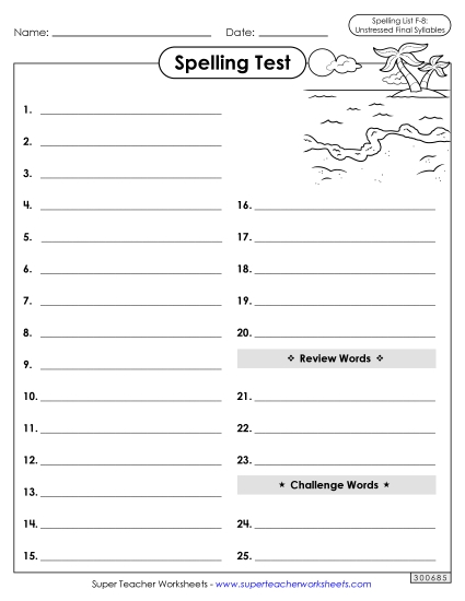 Spelling Test - Spelling Test (F-8) 