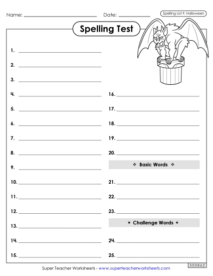Spelling Test - Spelling Test (Halloween)