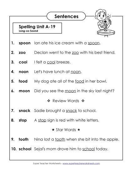 Spelling Test - Spelling Test Sentences (A-19) Spelling Test - Spelling Test Sentences (A-19)