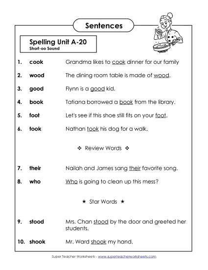 Spelling Test - Spelling Test Sentences (A-20) Spelling Test - Spelling Test Sentences (A-20)