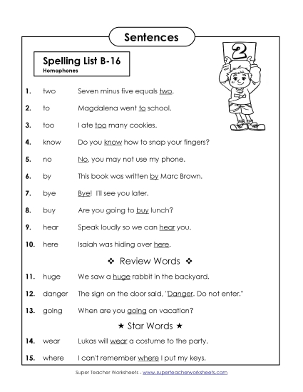Spelling Test - Spelling Test Sentences (B-16) Spelling Test - Spelling Test Sentences (B-16)