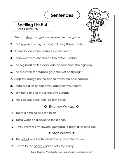 Spelling Test - Spelling Test Sentences (B-4) Spelling Test - Spelling Test Sentences (B-4)