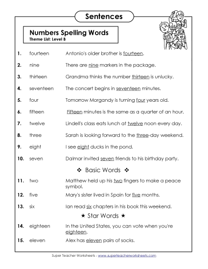 Spelling Test - Spelling Test Sentences (B-Number Words) Spelling Test - Spelling Test Sentences (B-Number Words)