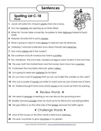 Spelling Test - Spelling Test Sentences (C-18) Spelling Test - Spelling Test Sentences (C-18)