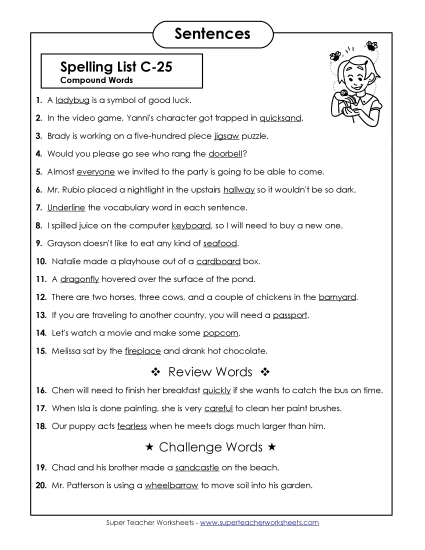 Spelling Test - Spelling Test Sentences (C-25) Spelling Test - Spelling Test Sentences (C-25)