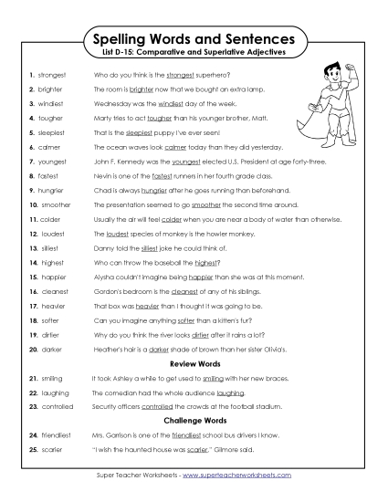 Spelling Test - Spelling Test Sentences (D-15) Spelling Test - Spelling Test Sentences (D-15)