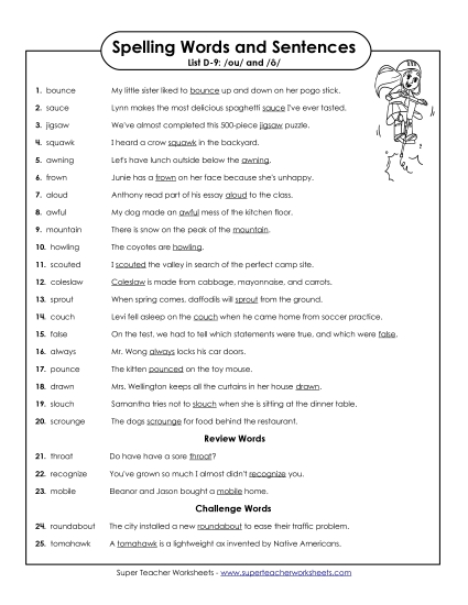 Spelling Test - Spelling Test Sentences (D-9) Spelling Test - Spelling Test Sentences (D-9)