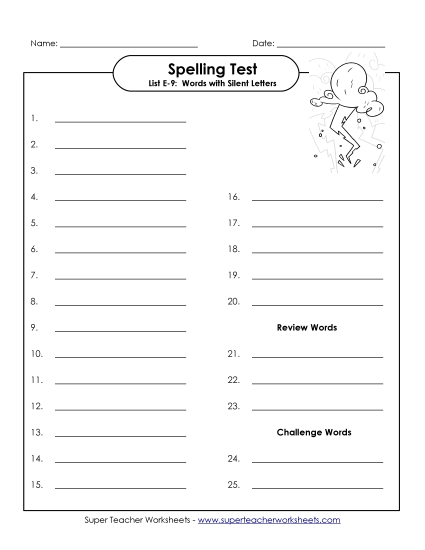 Spelling Test - Spelling Test Template (E-9)