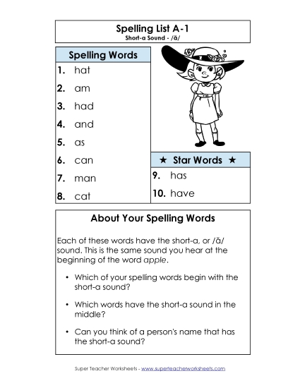 Spelling List - Spelling Word List A-1 Spelling List - Spelling Word List A-1
