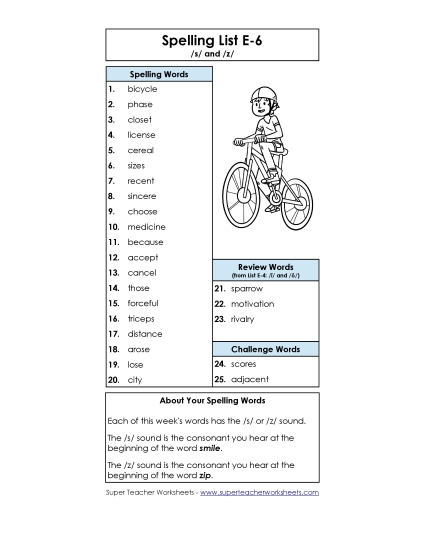 Spelling List - Spelling Word List (E-6)