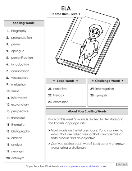 Spelling List - Spelling Word List (ELA) Spelling List - Spelling Word List (ELA)