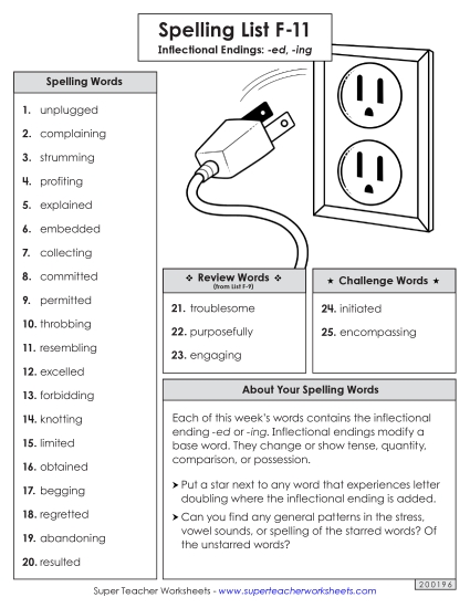 Spelling List - Spelling Word List (F-11)