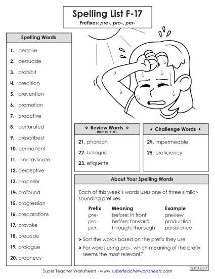 Spelling List - Spelling Word List (F-17)