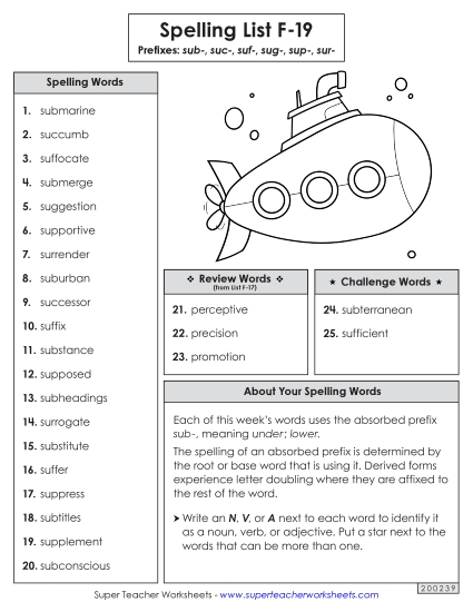 Spelling List - Spelling Word List (F-19) Spelling List - Spelling Word List (F-19)