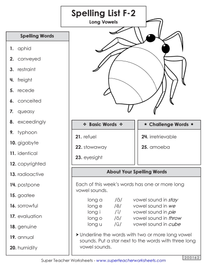 Spelling List - Spelling Word List (F-2)  