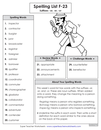 Spelling List - Spelling Word List (F-23)