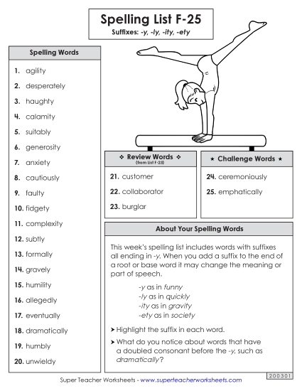 Spelling List - Spelling Word List (F-25) Spelling List - Spelling Word List (F-25)