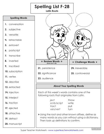 Spelling List - Spelling Word List (F-28)
