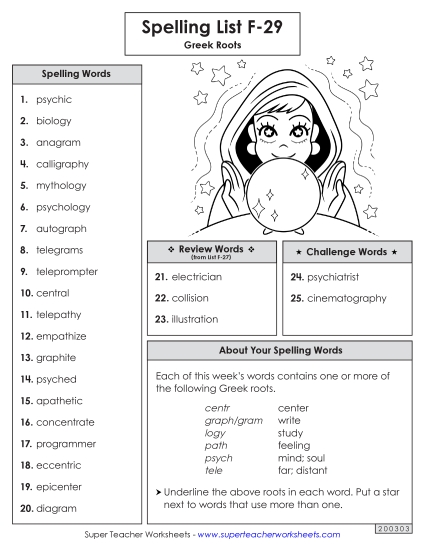 Spelling List - Spelling Word List (F-29)