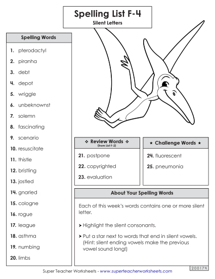 Spelling List - Spelling Word List (F-4)