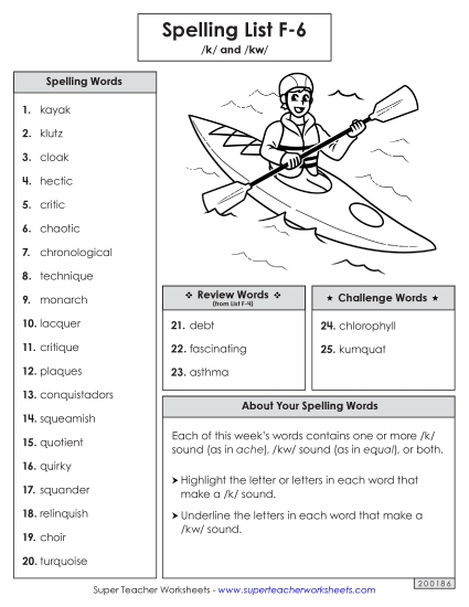 Spelling List - Spelling Word List (F-6)