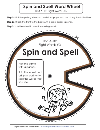 Flashcards, Word Wheel, and Slider - Spin and Spell (A-18)