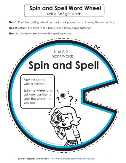 Flashcards, Word Wheel, and Slider - Spin and Spell (A-24)