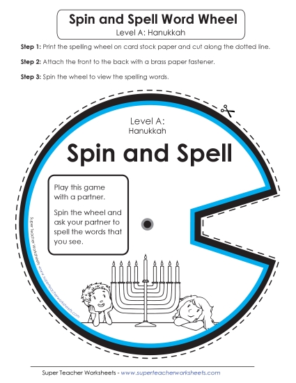 Flashcards and Word Wheel - Spin and Spell (A-Hanukkah) 