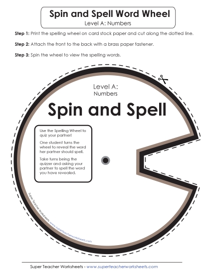 Flashcards, Word Wheel, and Slider - Spin and Spell (A-Number Words)