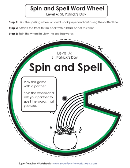 Flashcards and Word Wheel - Spin-and-Spell (A-St. Patrick's Day) 